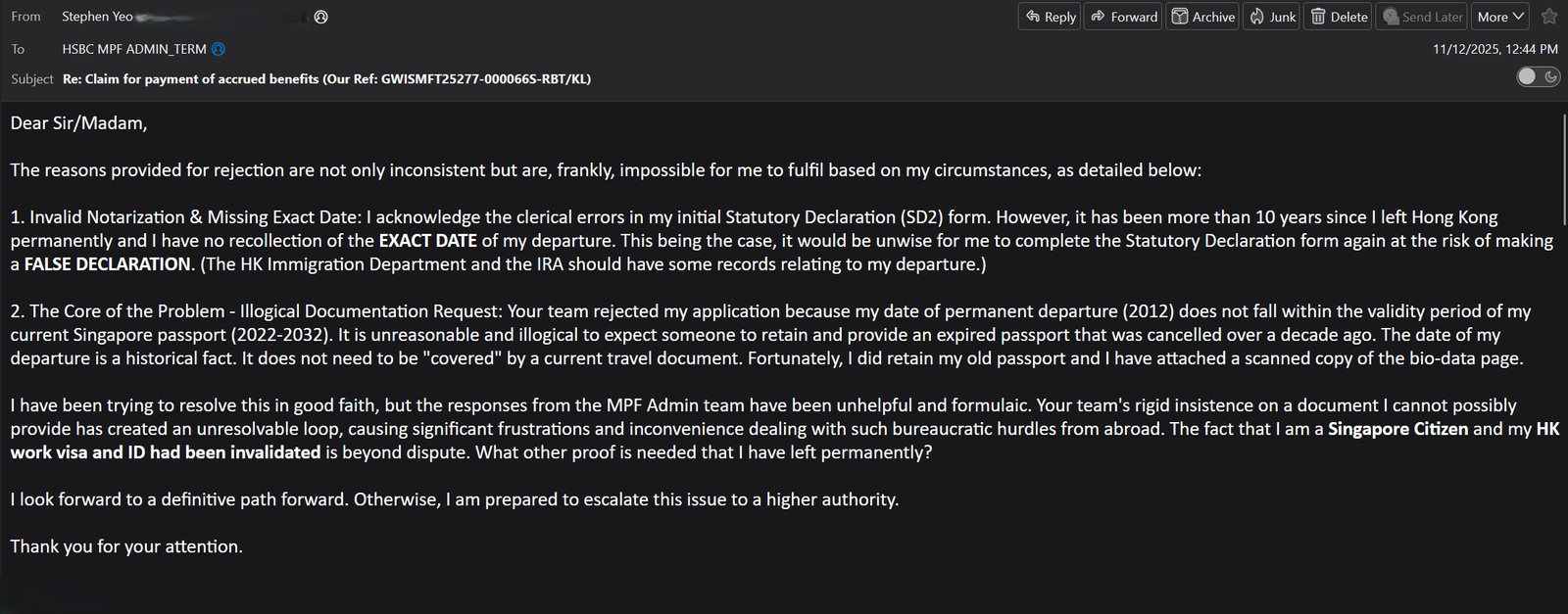 HSBC Holds My Retirement Funds Hostage in a Bureaucratic Nightmare Loop 4