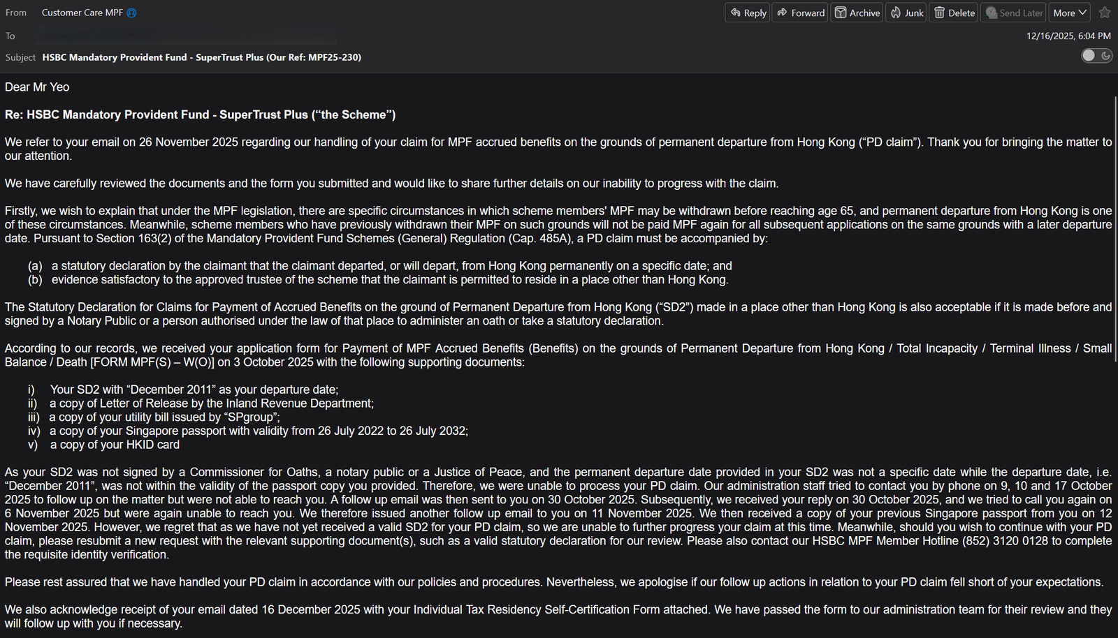 Proper review by Customer Care MPF, or not? 